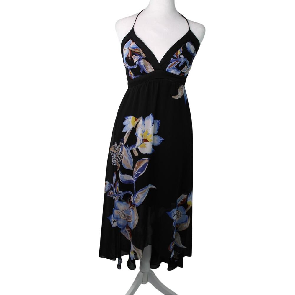Y2k 90s WHBM Scarf Dress Asymmetrical Fairy Floral Baby Doll Halter 2 whimsygoth